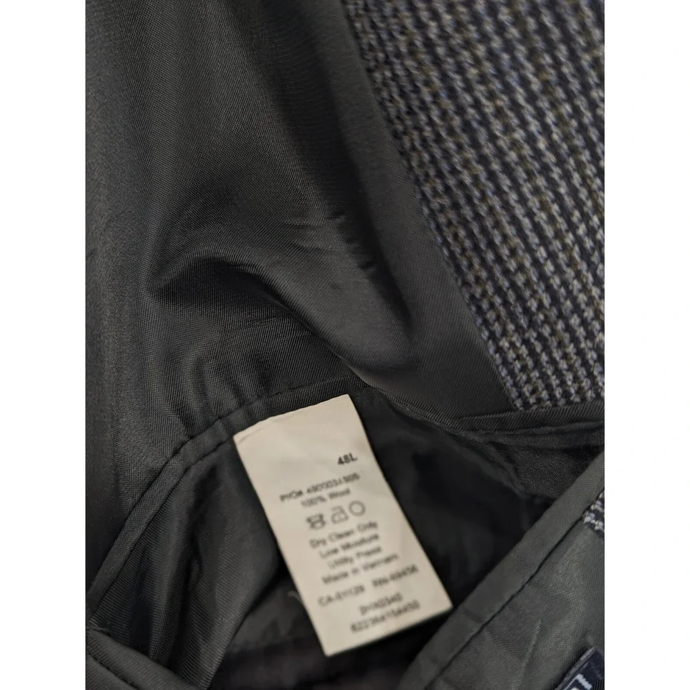 Chaps Ralph Lauren Blazer Suit‎ Jacket Soft Wool Birdseye Blue 48L *Small Hole